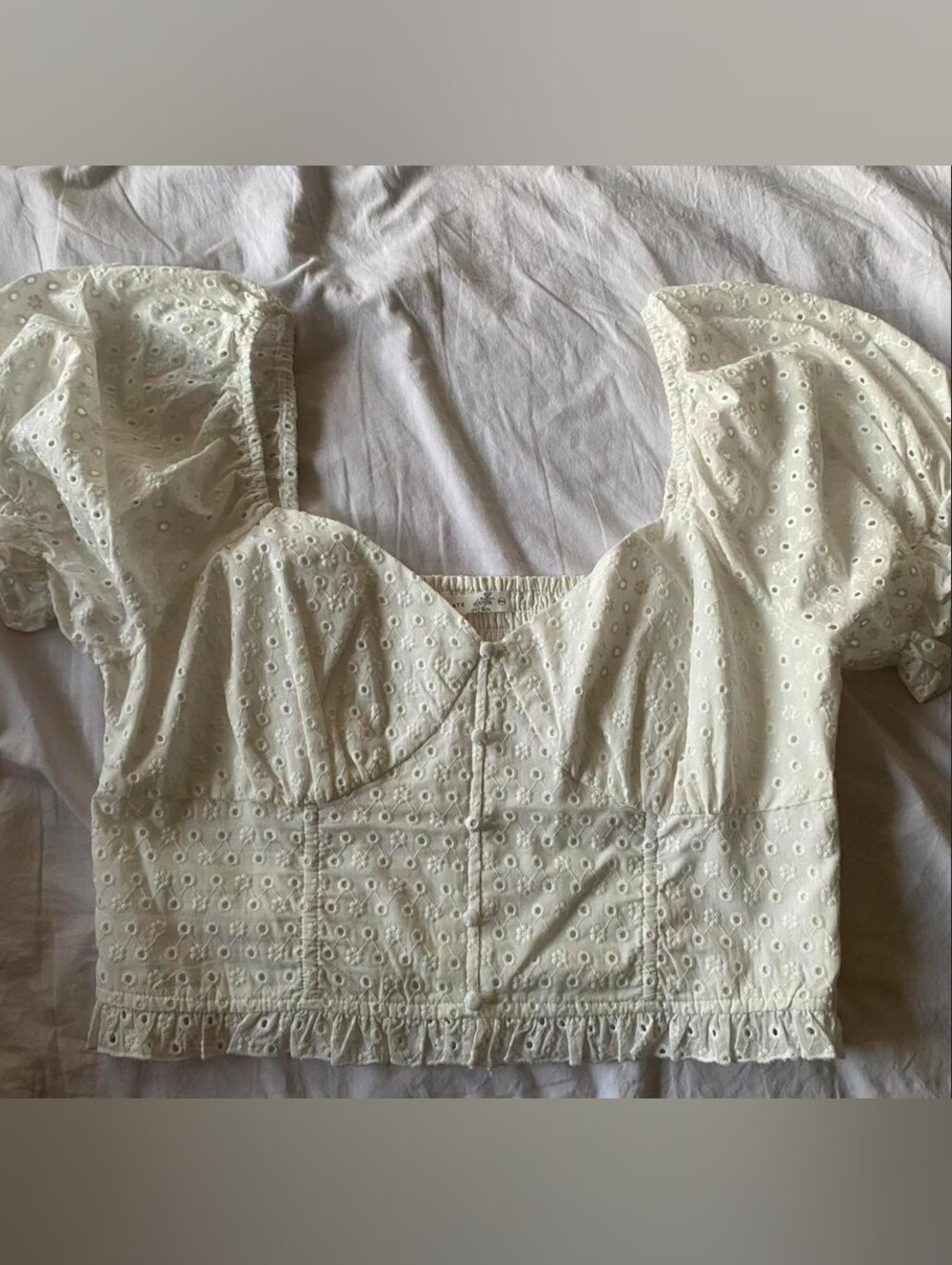 Altar'd State Eyelet White Baby Doll Bust Crop Top